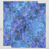Blue Swirly Marble Scrapbook Paper 2-Sided Page (正面/裏面)