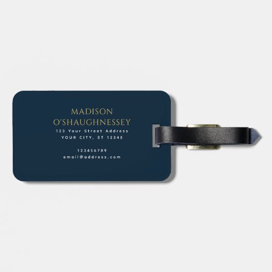 Blue Sword Shield Medieval Fantasy Monogram ラゲッジタグ (裏面横)