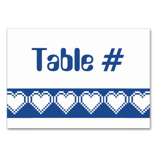 Blue Table Cardの8ビットハート テーブルナンバー (正面)