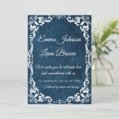Blue Talavera Mexican Spanish Wedding Invitation 招待状 (スタンド正面)