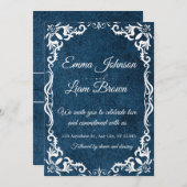 Blue Talavera Mexican Spanish Wedding Invitation 招待状 (正面/裏面)