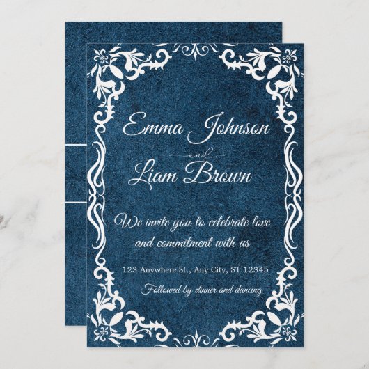 Blue Talavera Mexican Spanish Wedding Invitation 招待状 (正面/裏面)