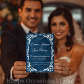 Blue Talavera Mexican Spanish Wedding Invitation 招待状