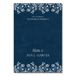Blue Talavera Mexican Theme Wedding Place Cards テーブルナンバー