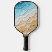 BLUE & TAN DIMENSIONAL LOOKING BEACH SCENE ピックルボールラケット (裏面)
