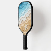 BLUE & TAN DIMENSIONAL LOOKING BEACH SCENE ピックルボールラケット (左)