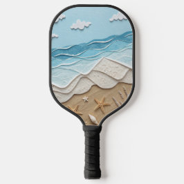 BLUE & TAN DIMENSIONAL LOOKING BEACH SCENE ピックルボールラケット