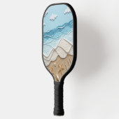 BLUE & TAN DIMENSIONAL LOOKING BEACH SCENE ピックルボールラケット (左)