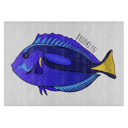 Blue tang fish cartoon illustration カッティングボード (正面)