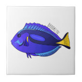 Blue tang fish cartoon illustration タイル (正面)
