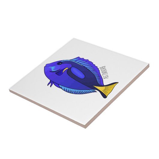 Blue tang fish cartoon illustration タイル (側面)