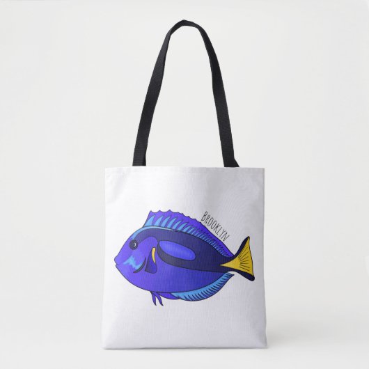Blue tang fish cartoon illustration トートバッグ (正面)
