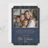 Blue Tartan Plaid | Christmas Teddy Bear シーズンカード (裏面)