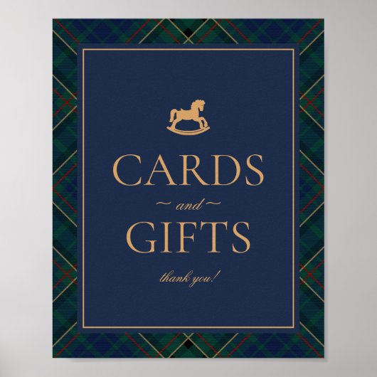 Blue Tartan Plaid Rocking Horse Cards & Gifts ポスター (正面)