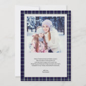 Blue Tartan Preppy Christmas Photo Collage Holiday 招待状 (裏面)