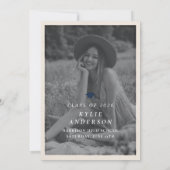 Blue Tassel Senior Photo High School Graduation  招待状 (裏面)