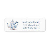 Blue Tea Party Return Address Label ラベル (正面)