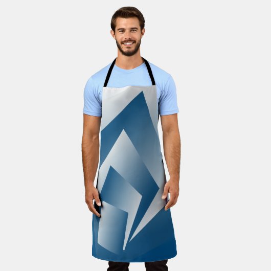 Blue Teal geometry エプロン (着用した状態)