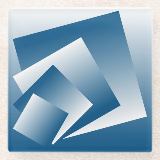 Blue Teal geometry ガラスコースター (正面)