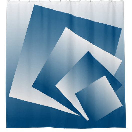 Blue Teal geometry シャワーカーテン (正面)