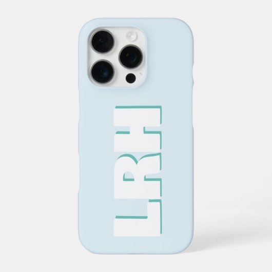 Blue & Teal Large Clean Style Monogram iPhone Case iPhoneケース (裏面)