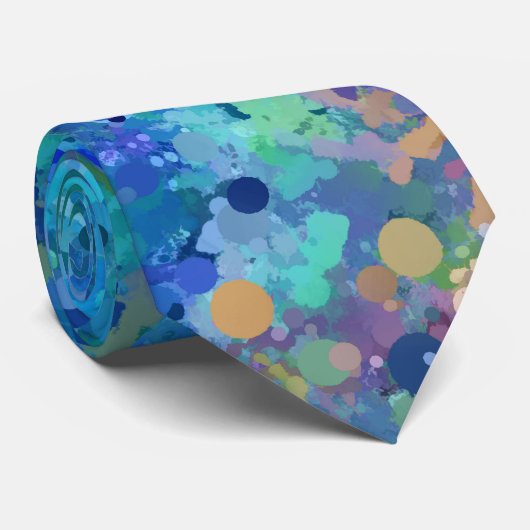 Blue Teal Purple Watercolor Abstraction ネクタイ (ロール)