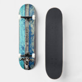 Blue & Teal Weathered Wood Skate Deck スケートボード (正面)