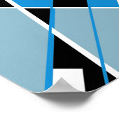 Blue Teal White Black Diagonal Crisscross Design ポスター (角)