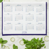 Blue Teapot & Pastry 2026 Calendar Tea Towel キッチンタオル (折り畳み)