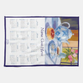 Blue Teapot & Pastry 2026 Calendar Tea Towel キッチンタオル (横)