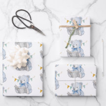 Blue Teddy Bear読's a book Baby Shower