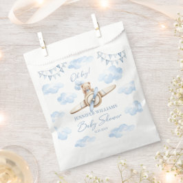 Blue Teddy Bear Airplane Baby Boy Shower Candy フェイバーバッグ