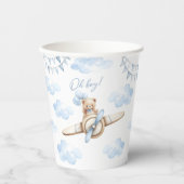 Blue Teddy Bear Airplane Boho Baby Boy Shower 紙コップ (正面)