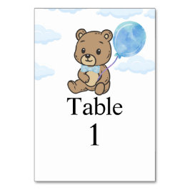 Blue Teddy Bear Baby Shower テーブルナンバー