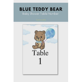 Blue Teddy Bear Baby Shower  テーブルナンバー