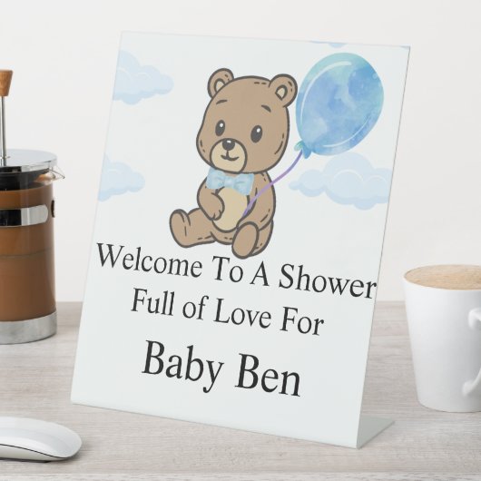 Blue Teddy Bear Baby Shower  台座サイン (インサイチュ)