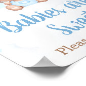 Blue Teddy Bear Baby Shower Babies are Sweet Sign ポスター (角)