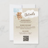 Blue Teddy Bear Baby Shower Details Enclosure Card 招待状 (正面)