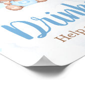 Blue Teddy Bear Baby Shower Drinks Sign ポスター (角)