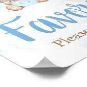 Blue Teddy Bear Baby Shower Favors Sign ポスター (角)