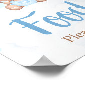 Blue Teddy Bear Baby Shower Food Sign ポスター (角)