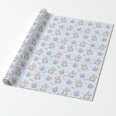 Blue Teddy Bear Baby Shower Giftwrapping Paper ラッピングペーパー (アンロールド)