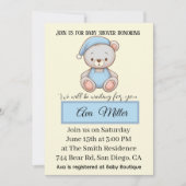Blue Teddy Bear Baby Shower Invitation | 招待状 (正面)