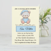 Blue Teddy Bear Baby Shower Invitation | 招待状 (スタンド正面)