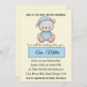 Blue Teddy Bear Baby Shower Invitation | 招待状 (正面/裏面)