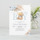 Blue Teddy Bear Baby Shower Invitation 招待状 (スタンド正面)