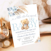Blue Teddy Bear Baby Shower Invitation 招待状