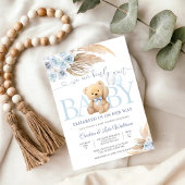 Blue Teddy Bear Baby Shower Invitation 招待状