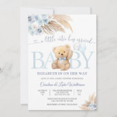 Blue Teddy Bear Baby Shower Invitation 招待状 (正面)