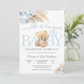 Blue Teddy Bear Baby Shower Invitation 招待状 (スタンド正面)